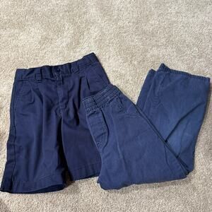 LOT of 2 Pairs Boys Size 7 Bottoms Adjustable Waist Shorts/ Pants Dark Navy Blue